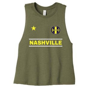 Nashville 615 Designer Round Badge - Tennessee Women's Racerback Cropped Tank