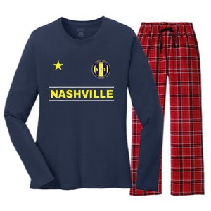 Nashville 615 Designer Round Badge - Tennessee Women's Long Sleeve Flannel Pajama Set 