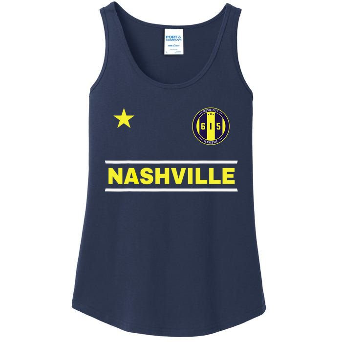 Nashville 615 Designer Round Badge - Tennessee Ladies Essential Tank