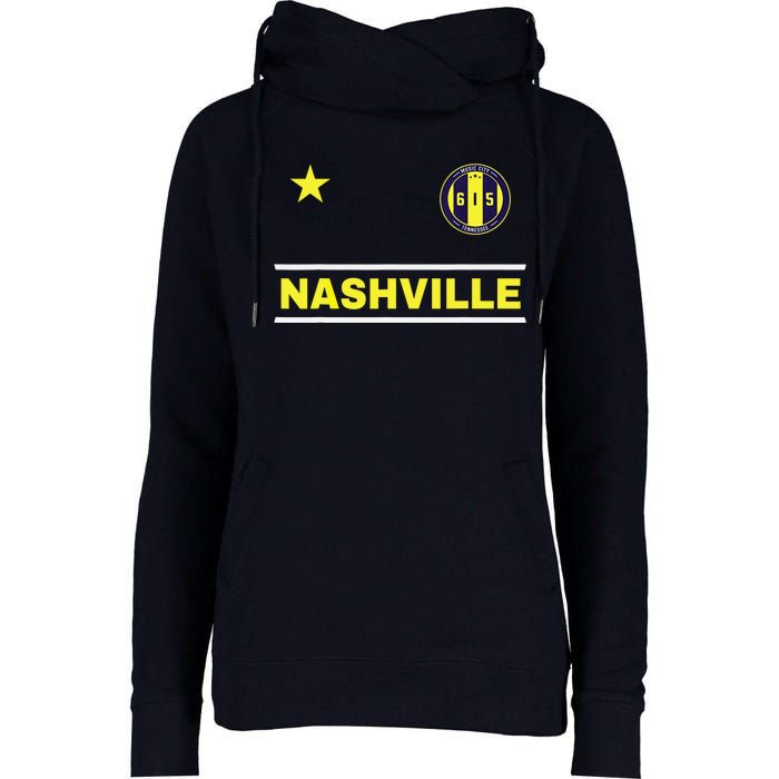 Nashville 615 Designer Round Badge - Tennessee Womens Funnel Neck Pullover Hood