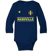 Nashville 615 Designer Round Badge - Tennessee Baby Long Sleeve Bodysuit