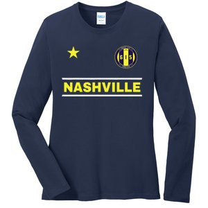 Nashville 615 Designer Round Badge - Tennessee Ladies Long Sleeve Shirt