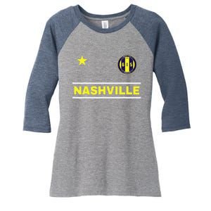 Nashville 615 Designer Round Badge - Tennessee Women's Tri-Blend 3/4-Sleeve Raglan Shirt