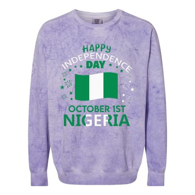 Nigeria 64th Independence Day Nigerian Pride Nigeria Flag Colorblast Crewneck Sweatshirt