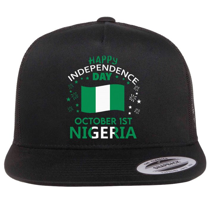 Nigeria 64th Independence Day Nigerian Pride Nigeria Flag Flat Bill Trucker Hat