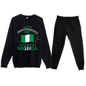 Nigeria 64th Independence Day Nigerian Pride Nigeria Flag Premium Crewneck Sweatsuit Set