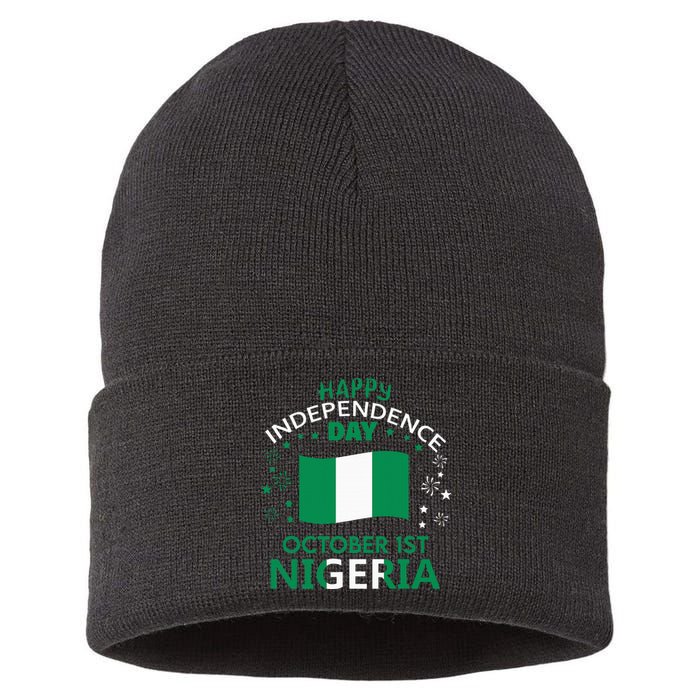 Nigeria 64th Independence Day Nigerian Pride Nigeria Flag Sustainable Knit Beanie