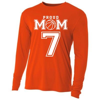 Number 7 Custom Proud Basketball Mom Personalized Gift Cooling Performance Long Sleeve Crew