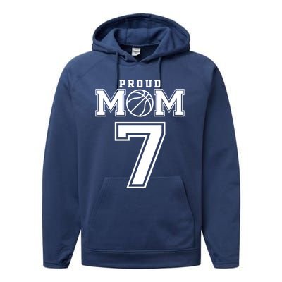 Number 7 Custom Proud Basketball Mom Personalized Gift Performance Fleece Hoodie