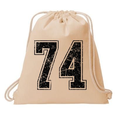 Number 74 Distressed Grunge Vintage Jersey Team Fan Drawstring Bag