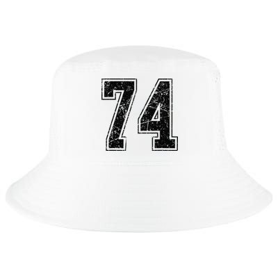 Number 74 Distressed Grunge Vintage Jersey Team Fan Cool Comfort Performance Bucket Hat