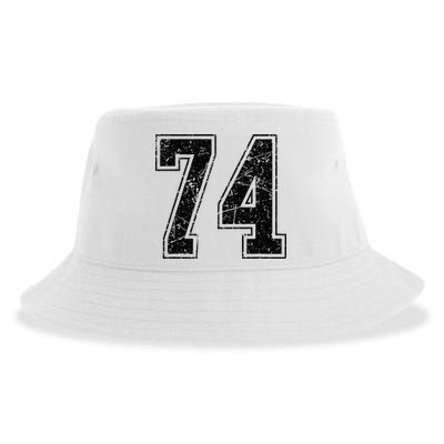 Number 74 Distressed Grunge Vintage Jersey Team Fan Sustainable Bucket Hat