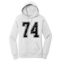 Number 74 Distressed Grunge Vintage Jersey Team Fan Women's Pullover Hoodie