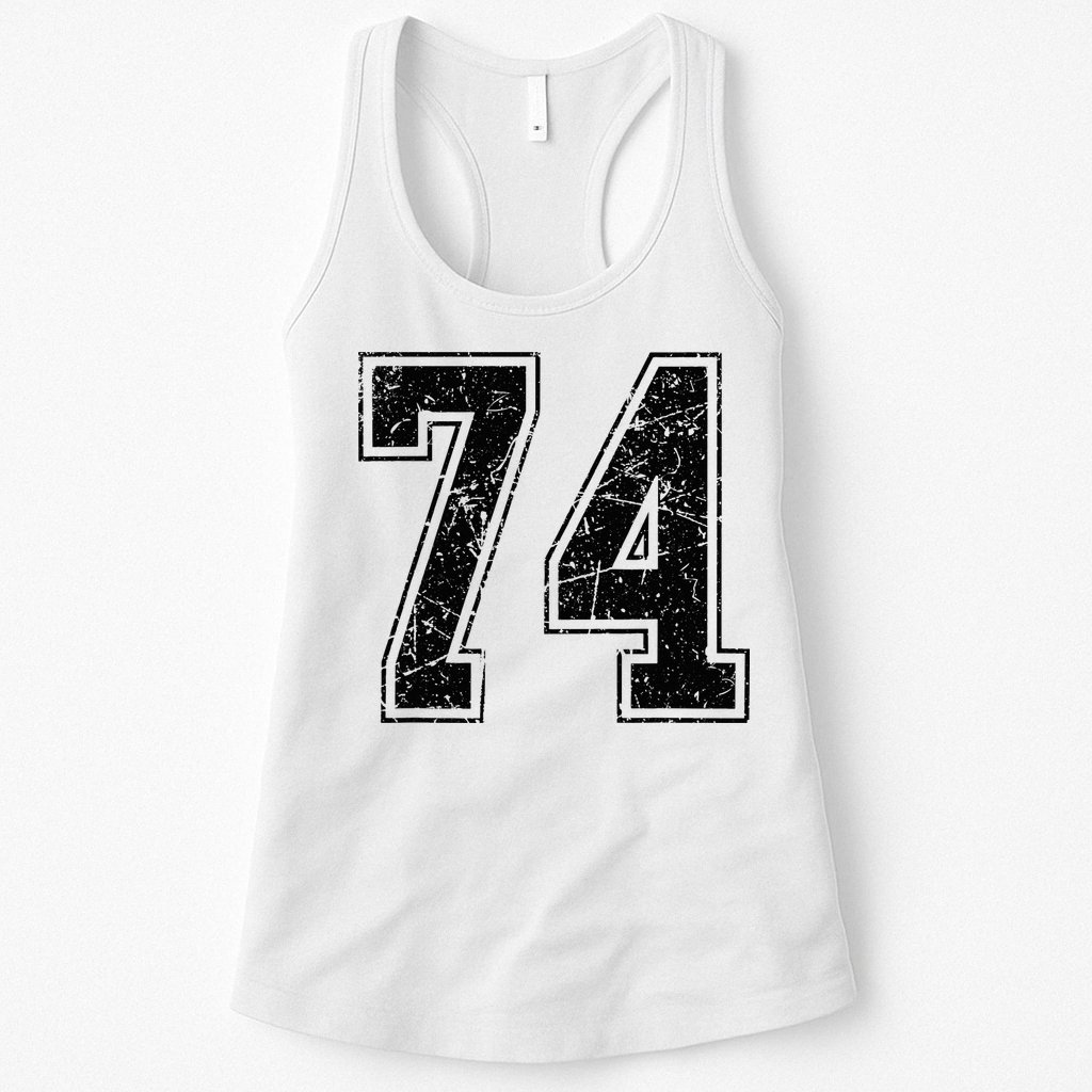 Number 74 Distressed Grunge Vintage Jersey Team Fan Womens Tank Top