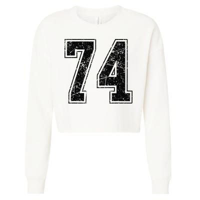 Number 74 Distressed Grunge Vintage Jersey Team Fan Cropped Pullover Crew