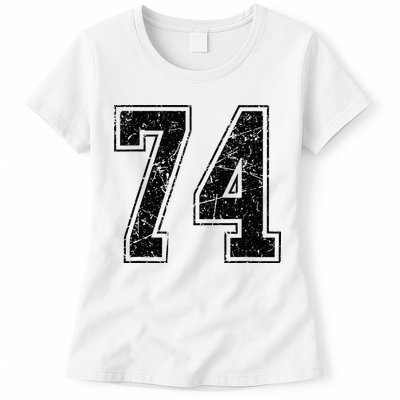 Number 74 Distressed Grunge Vintage Jersey Team Fan Womens T-Shirt