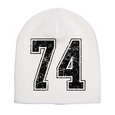 Number 74 Distressed Grunge Vintage Jersey Team Fan Short Acrylic Beanie