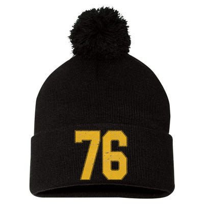 Number 76 Numbered Uniform Sports Team Jersey 76th Birthday Pom Pom 12in Knit Beanie