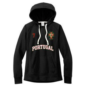 Number 7 Portugal Soccer Jersey Portuguese Football Men Women Women's Fleece Hoodie