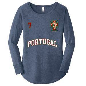 Number 7 Portugal Soccer Jersey Portuguese Football Men Women Women's Perfect Tri Tunic Long Sleeve Shirt