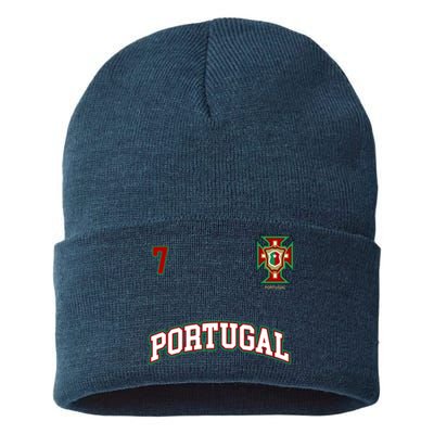 Number 7 Portugal Soccer Jersey Portuguese Football Men Women Sustainable Knit Beanie