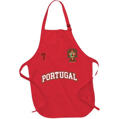 Number 7 Portugal Soccer Jersey Portuguese Football Men Women Full-Length Apron With Pockets