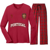 Number 7 Portugal Soccer Jersey Portuguese Football Men Women Women's Long Sleeve Flannel Pajama Set 