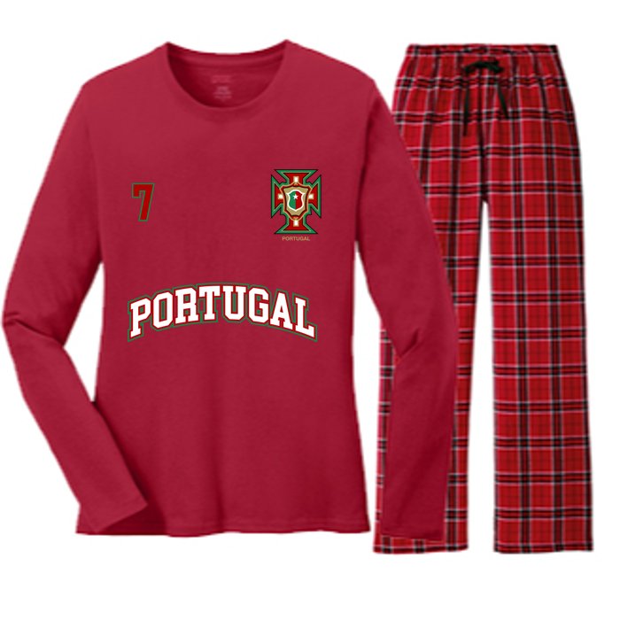 Number 7 Portugal Soccer Jersey Portuguese Football Men Women Women's Long Sleeve Flannel Pajama Set 