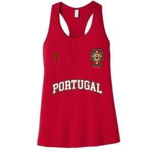 Number 7 Portugal Soccer Jersey Portuguese Football Men Women Women's Racerback Tank