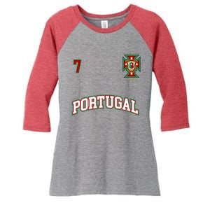 Number 7 Portugal Soccer Jersey Portuguese Football Men Women Women's Tri-Blend 3/4-Sleeve Raglan Shirt