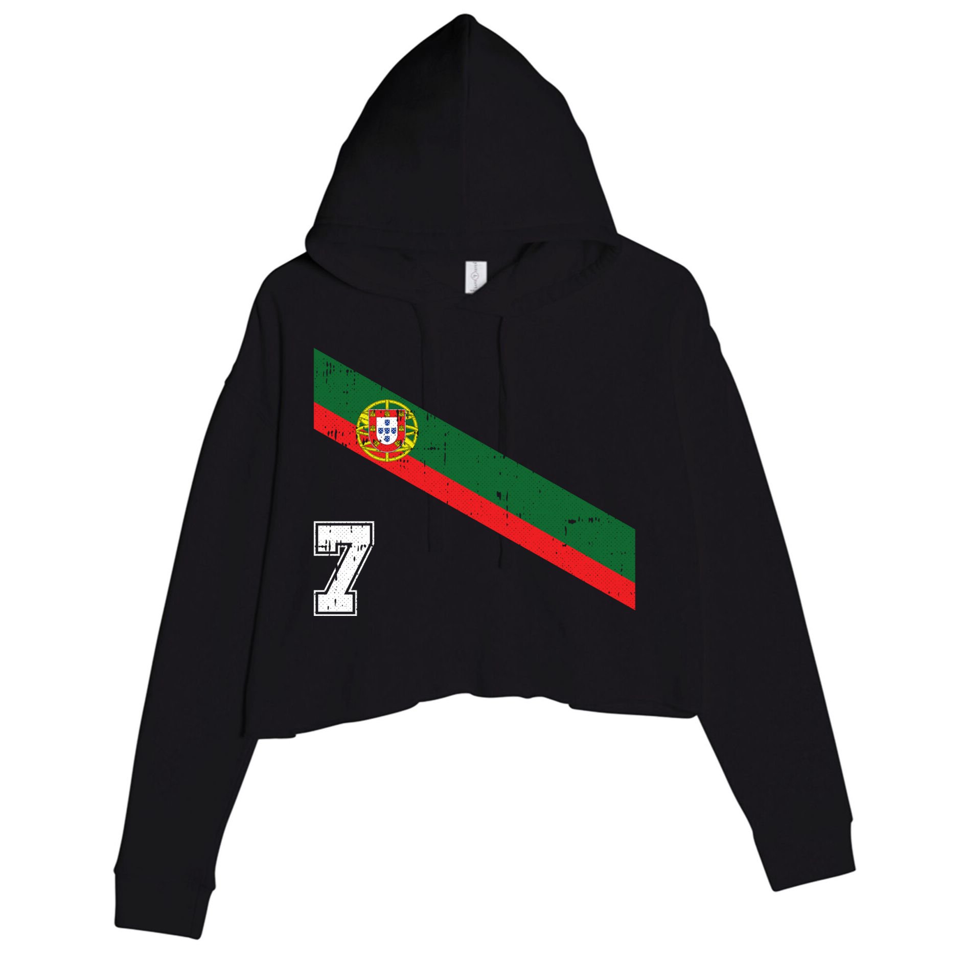 Number 7 Portugal Soccer Jersey Portuguese Football Men Women Crop Fleece Hoodie