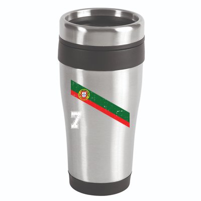 Number 7 Portugal Soccer Jersey Portuguese Football Men Women 16oz Travel Tumbler