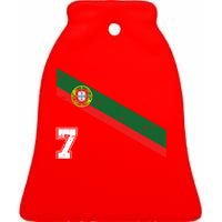 Number 7 Portugal Soccer Jersey Portuguese Football Men Women Ceramic Bell Ornament