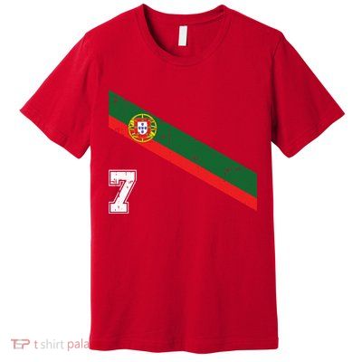 Number 7 Portugal Soccer Jersey Portuguese Football Men Women Premium T-Shirt