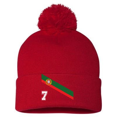 Number 7 Portugal Soccer Jersey Portuguese Football Men Women Pom Pom 12in Knit Beanie