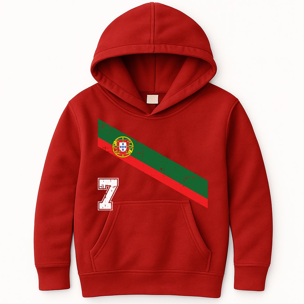 Number 7 Portugal Soccer Jersey Portuguese Football Men Women Kids Hoodie