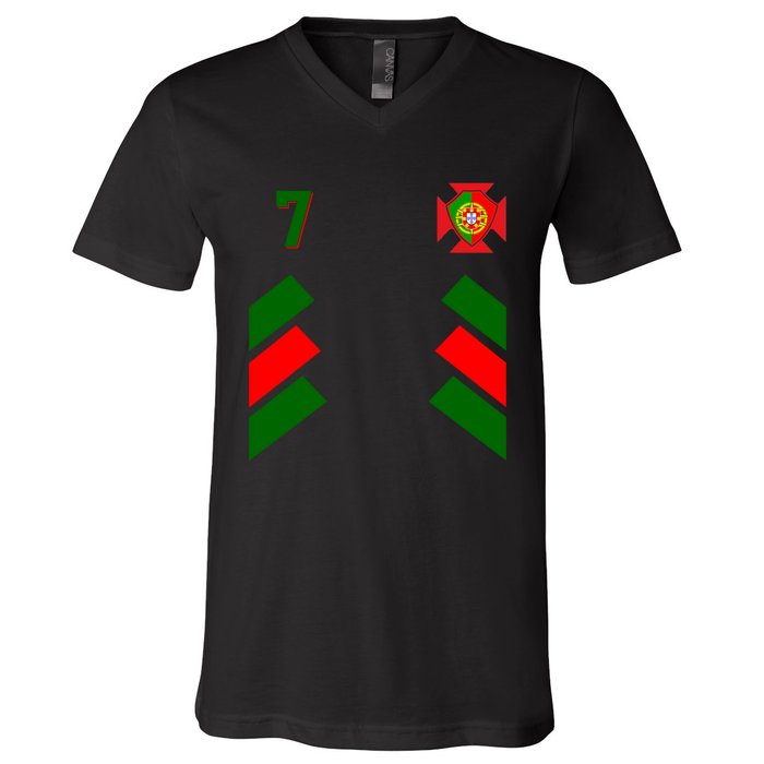 Number 7 Portugal Soccer Jersey Portuguese Football Men Women V-Neck T-Shirt