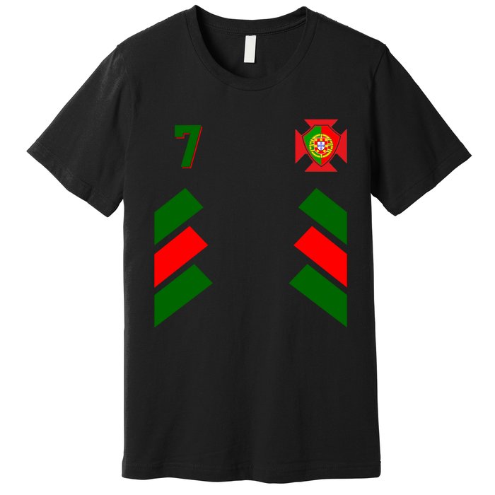 Number 7 Portugal Soccer Jersey Portuguese Football Men Women Premium T-Shirt