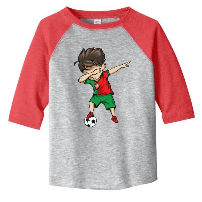 Dabbing Soccer Boy Portugal Jersey Shirt Portuguese Football Toddler Fine Jersey T-Shirt