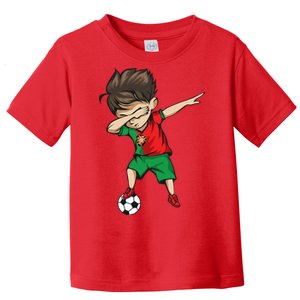 Dabbing Soccer Boy Portugal Jersey Shirt Portuguese Football Toddler T-Shirt