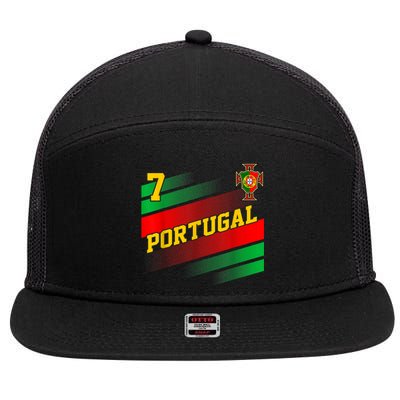 Number 7 Portugal Soccer Jersey Portuguese Football Women 7 Panel Mesh Trucker Snapback Hat