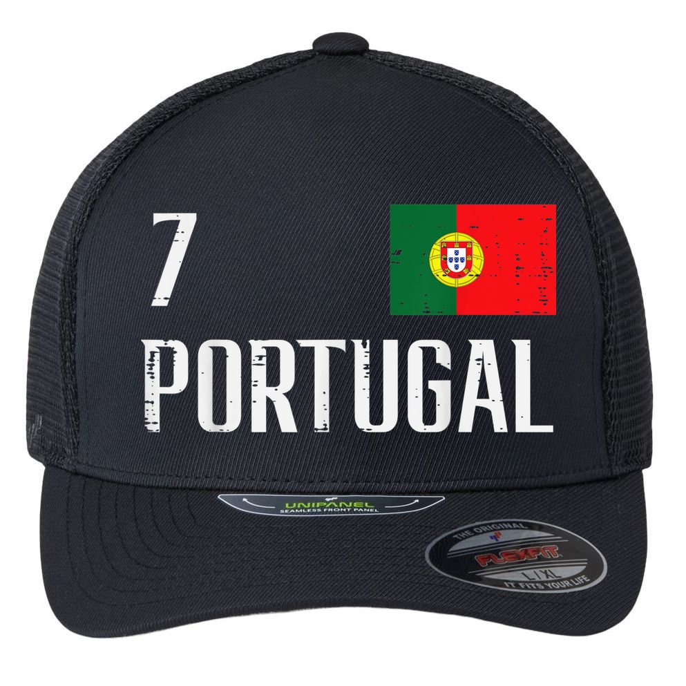 Number 7 Portugal Soccer Jersey Portuguese Football Women Flexfit Unipanel Trucker Cap