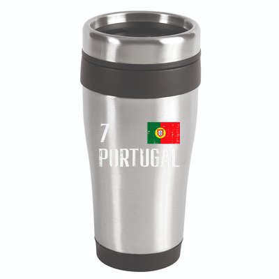 Number 7 Portugal Soccer Jersey Portuguese Football Women 16oz Travel Tumbler