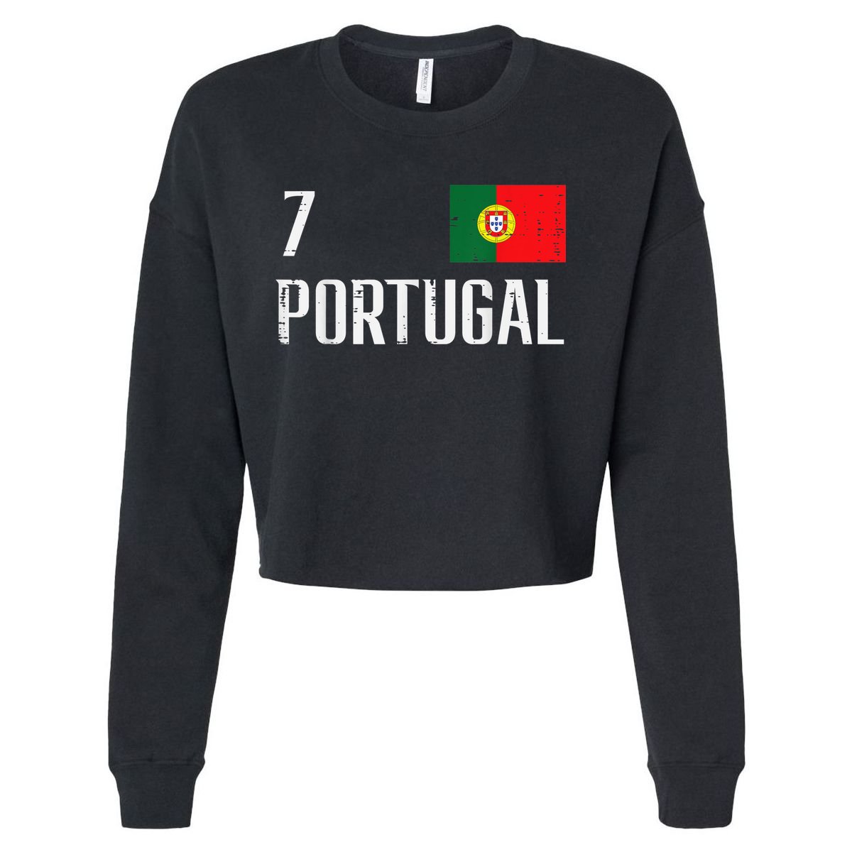 Number 7 Portugal Soccer Jersey Portuguese Football Women Cropped Pullover Crew