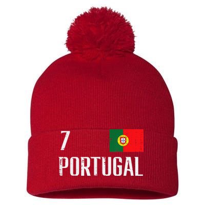 Number 7 Portugal Soccer Jersey Portuguese Football Women Pom Pom 12in Knit Beanie