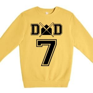 Number 7 Players Biggest Fan For Baseball Or Softball Dad Cool Gift Premium Crewneck Sweatshirt