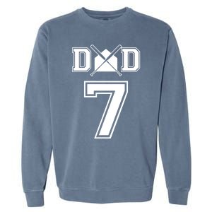 Number 7 Players Biggest Fan For Baseball Or Softball Dad Cool Gift Garment-Dyed Sweatshirt