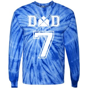 Number 7 Players Biggest Fan For Baseball Or Softball Dad Cool Gift Tie-Dye Long Sleeve Shirt