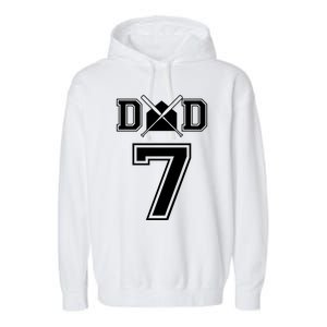 Number 7 Players Biggest Fan For Baseball Or Softball Dad Cool Gift Garment-Dyed Fleece Hoodie