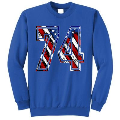 Number 74 Red White And Blue American Flag #74 Jersey Gift Sweatshirt